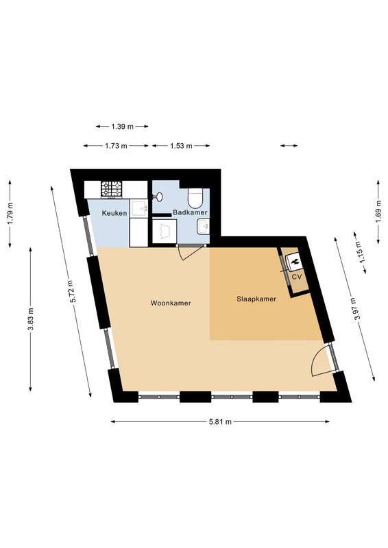 Studio te huur: Biltstraat 90D, Utrecht