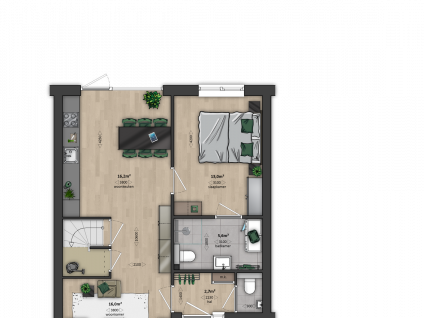 Verdieping -hoek-/tussenwoningen (type 3A) 