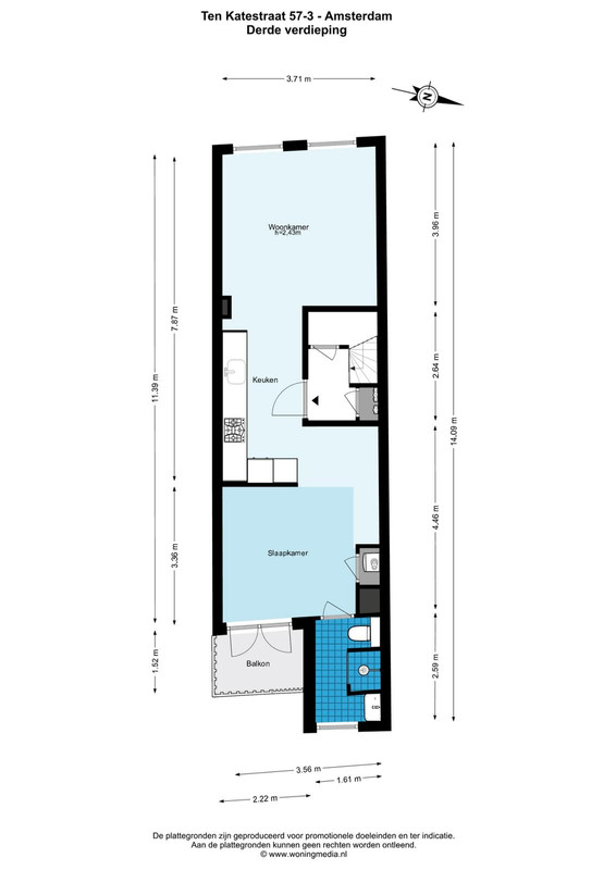 Studio te koop: Ten Katestraat 57-3, Amsterdam