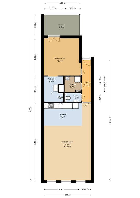 Appartement te huur: Krommesteeg 1D, Purmerend