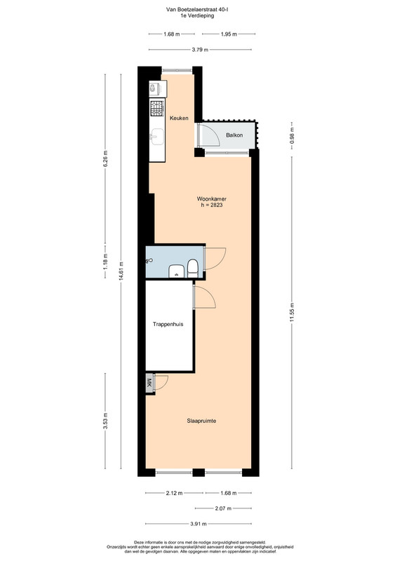 Studio te koop: Van Boetzelaerstraat 40-1, Amsterdam